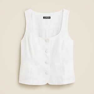 JCrew White Scoopneck linen-blend vest Size 2